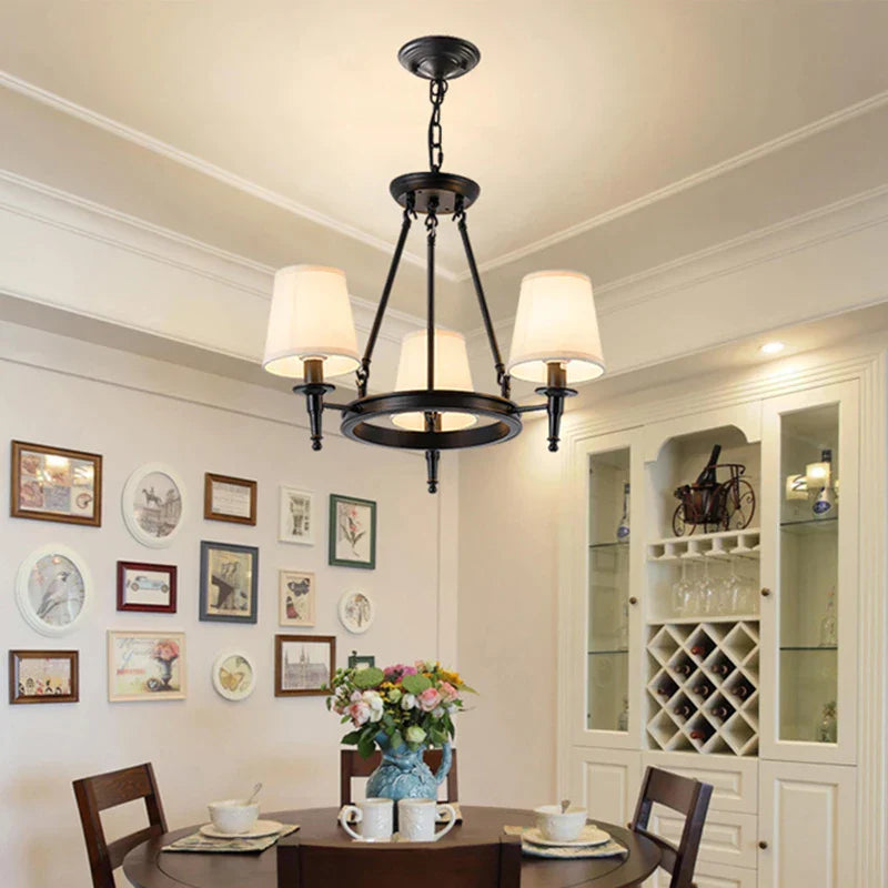 DecorBites™ Country Retro Chandelier Fabric Lampshade Ceiling Pendant Light for Home Indoor Decor