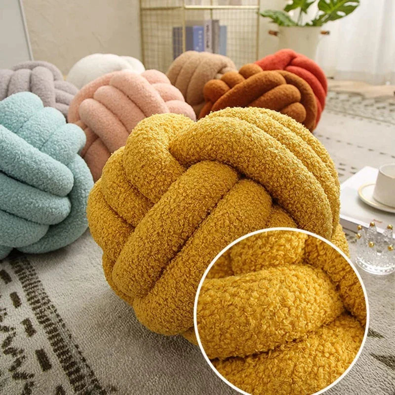 Decorbites™ Handgefertigtes Geknüpftes Bouclé-Rund-Plüschkissen Braun