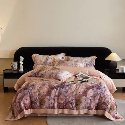 DecorBites™ Eucalyptus Fiber Flowers Print Bedding Set - Soft Silky Cool Feel
