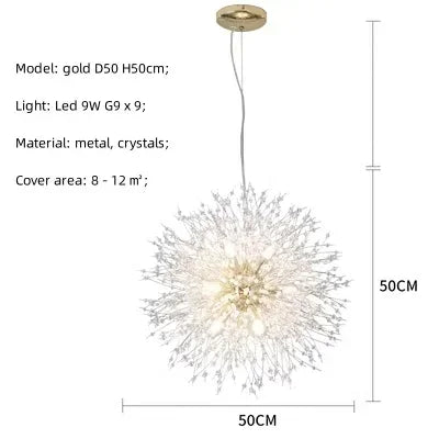 Decorbites™ Löwenzahn Gold/Chrom Kronleuchter mit Kristallen, G9 Anhängerleuchten für elegante Beleuchtung