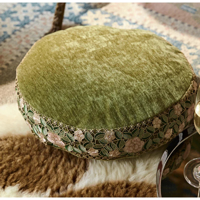 Green Chenille Lumbar Pillow