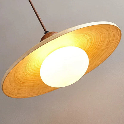 Decorbites™-Creme Japanischer Stil Holzanhänger-Kronleuchter für Schlafzimmer und Esszimmer