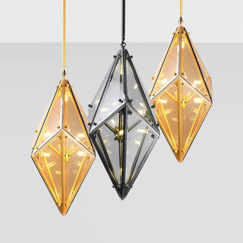 Decorbites™ Diamantglas LED-Hängeleuchte in Rauchgrau-Amber für das Wohnzimmer