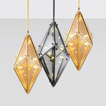 Decorbites™ Diamantglas LED-Hängeleuchte in Rauchgrau-Amber für das Wohnzimmer