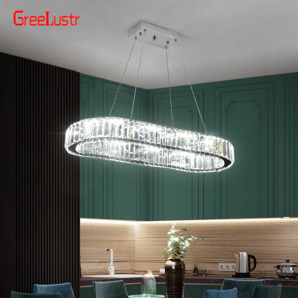 Decorbites™ Kristall-Oval-Design-LED-Kronleuchter: Moderne große Pendelleuchte für Wohnzimmer und Schlafzimmer