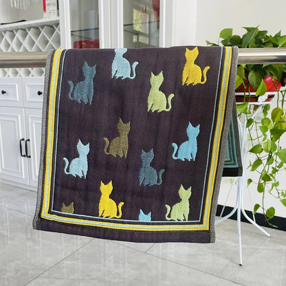 Decorbites™ Kinder-Cartoon-Gesichtstücher - Set aus 3 | Katzen-Motiv | 100% Baumwolle | 25*50cm