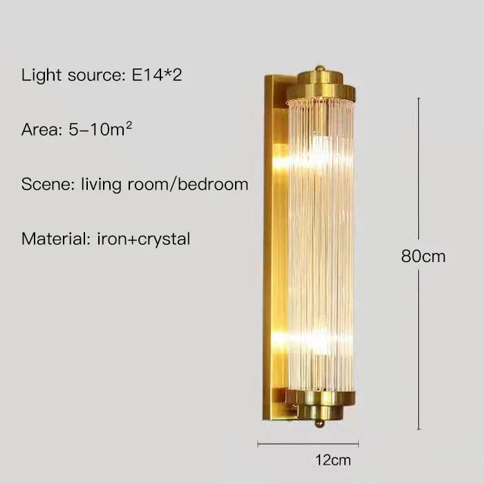 DecorBites™ Crystal Wall Sconce: Copper LED Bedroom Lighting for TV Background, Dining Room