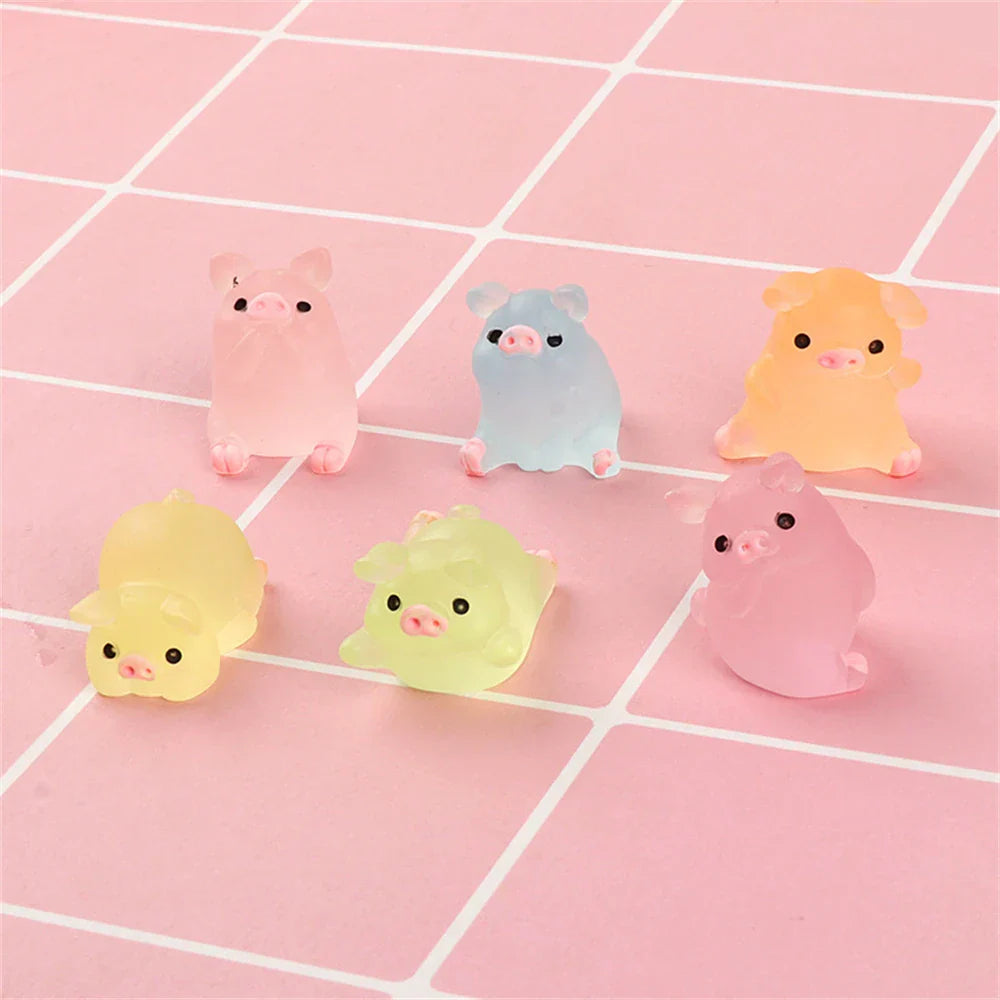 Decorbites™ Kawaii-Schweinchen-Miniaturen Terrarien-Figuren 6 Stk. Bastelarbeiten Heimdekoration