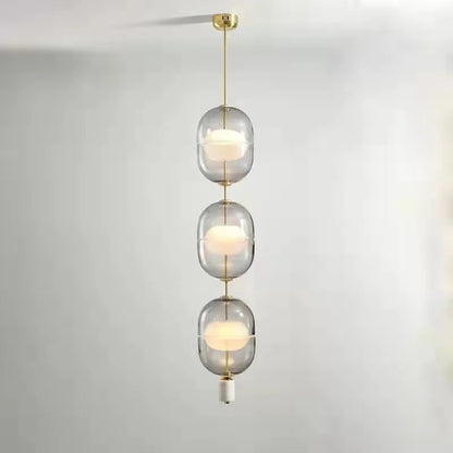 Decorbites™ Klar Grauer Bernstein Glas Anhängerleuchte mit Marmor Gold Metallfinish
