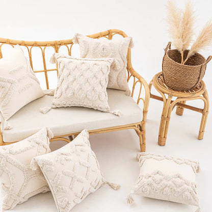 Decorbites™ Geometrisches Tufted-Kissenbezug Beige Patchwork-Kissenbezüge Wabi-Sabi-Stil