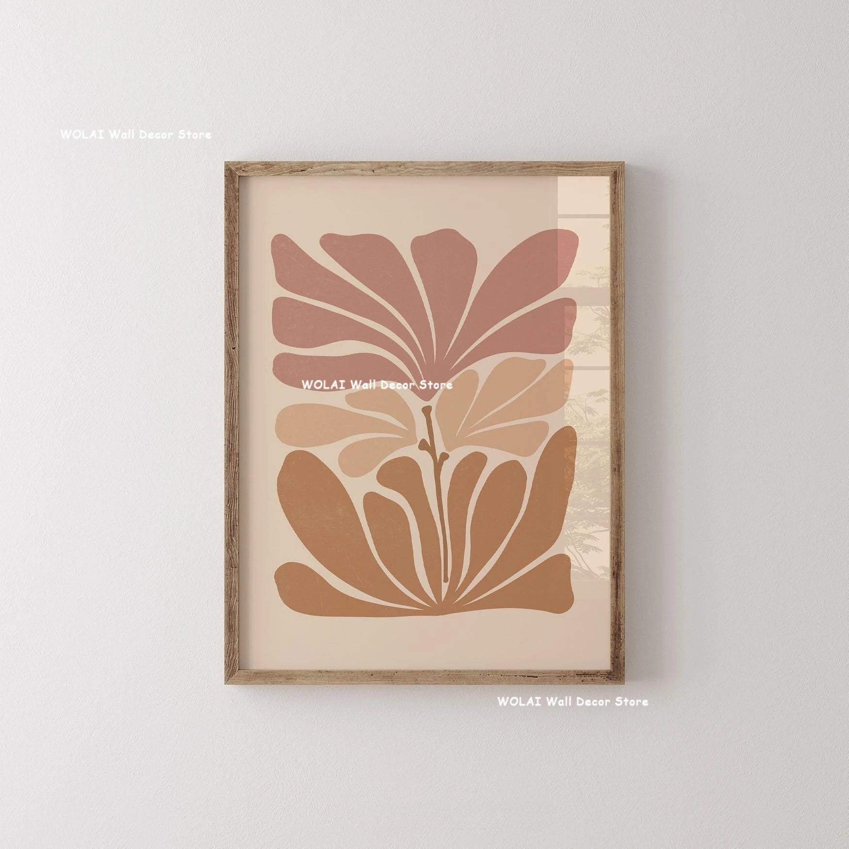 Abstract Moody Plant Art Canvas Print Mid-century Modern Beige Black Floral Line Wall Art Posters for Living Room Home Decor