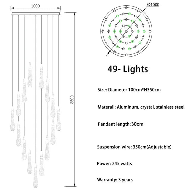 DecorBites™ Crystal LED Chandelier: Modern Loft Art Pendant Lighting for Restaurant, Bar, Staircase