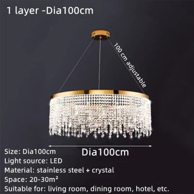 DecorBites™ Crystal Waterfall Chandelier for Foyer Dining Room Hotel Home Decor