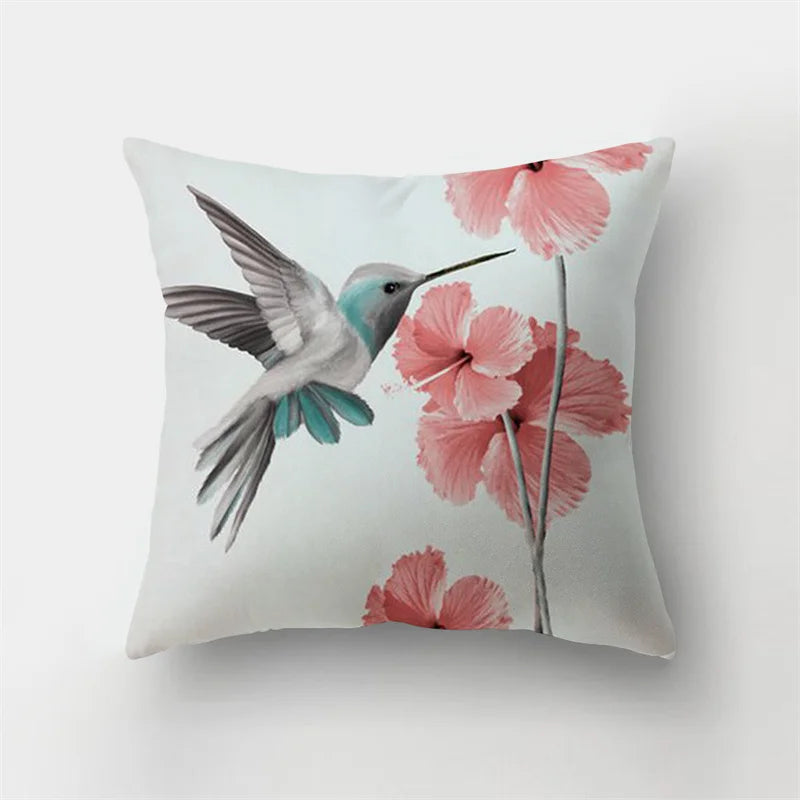 Decorbites™ Reh-Tier Kurz-Plüsch-Kissenbezug mit natürlichen Blättern und Blumen