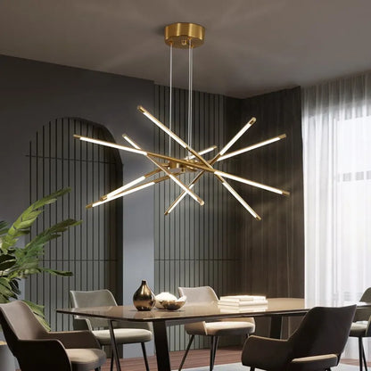 DecorBites™ Gold LED Ceiling Chandelier for Living Room Bedroom Kitchen - Dimmable Pendant Light