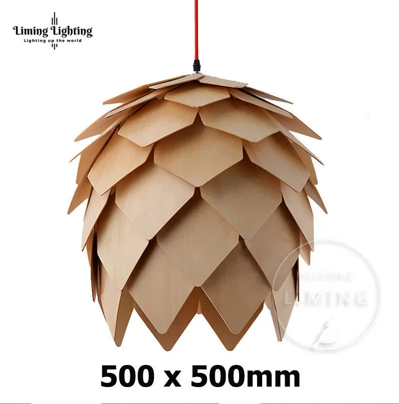 Nordic Oak Pinecone Wood Pendant Light