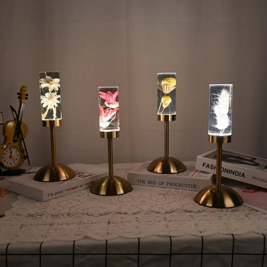 Decorbites™ Ewige Blume Acryl-Schreibtischlampe LED-Nachtlicht Schlafzimmer-Bettlicht Dekoration