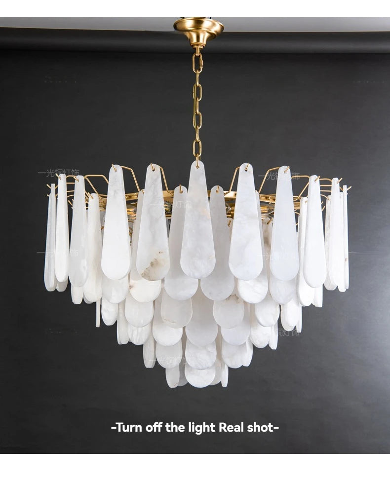 Französisches Marmor-Hängeleuchte Modern Kupfer E14 LED Wassertropfen-Kronleuchter für Wohnzimmer Esszimmer Schlafzimmer Heimdekoration Leuchten