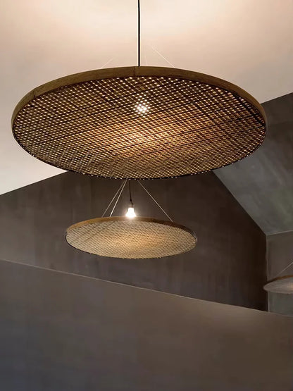 Japanisches Retro-Bambus-Handgefertigtes Restaurant-Pendant-Licht im Wabi-Sabi-Stil für Hotel-Bankettsäle, Unterkünfte und Teeräume