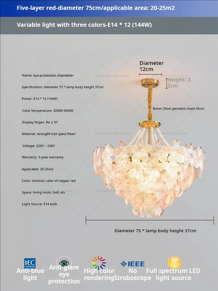 Decorbites™ Glas Blume Prinzessin Zimmer LichtLux Postmodern Französisch Creme Wind Lampe