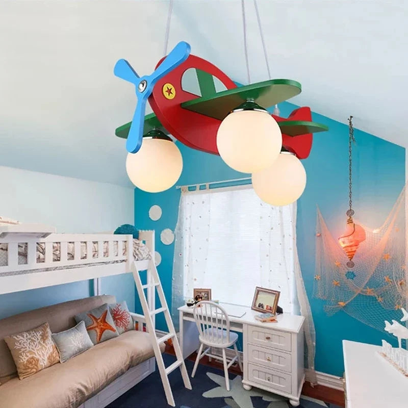 Wooden Airplane LED Chandelier