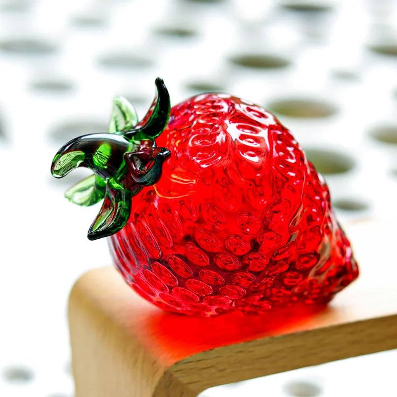 Decorbites™ Glas Rote Erdbeere Feigenfigur Kristall Frucht Miniatur Ornament Dekoration