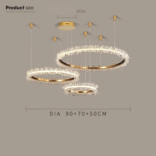 Gold Crystal Ring Chandelier Dia90cm Living Room