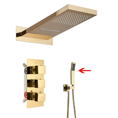 DecorBites™ Gold Thermostatic Rain Waterfall Shower Faucet Set - Wall Mounted Shower System