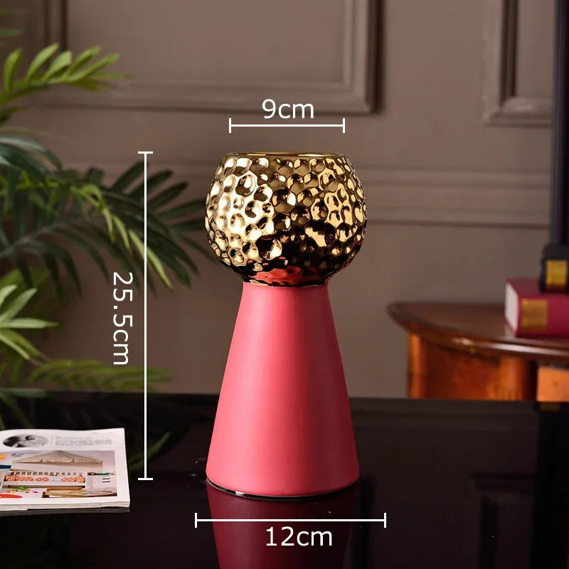 Gold Hammer Ceramic Vase