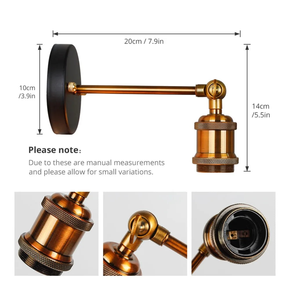 Decorbites™ Industrielle Vintage Messing Wandlampe - Loft Retro Innenleuchten für Schlafzimmer Balkon