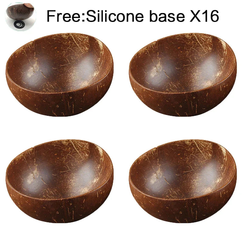 Decorbites™ Kokosnussschalen-Set mit Holzlöffel: Natürliches handgefertigtes Tischgeschirr für Desserts, Früchte, Salate