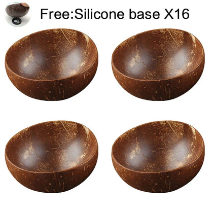 Decorbites™ Kokosnussschalen-Set mit Holzlöffel: Natürliches handgefertigtes Tischgeschirr für Desserts, Früchte, Salate
