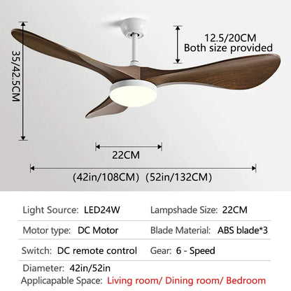 Decorbites™ 132 cm Moderner Deckenventilator mit Licht & Steuerung - Starker Wind, Einfaches Design