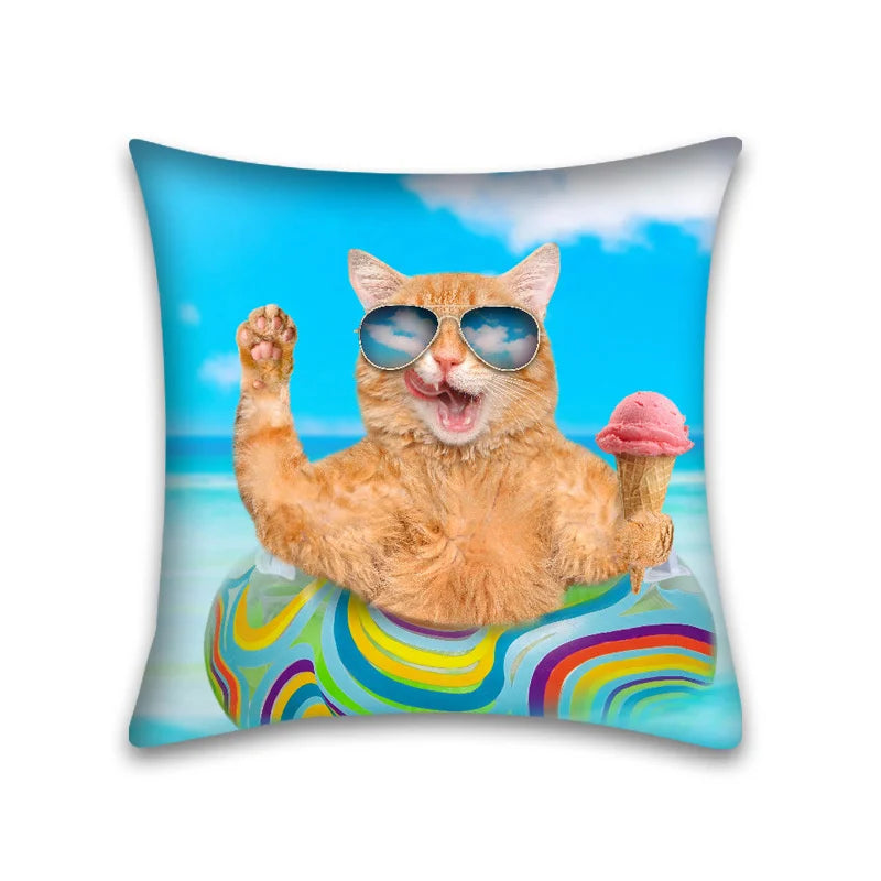 Decorbites™ Niedliches Katzen-Anime-Kissenbezug – 45x45 cm Cartoon-Hussenbezug für Zuhause und Büro