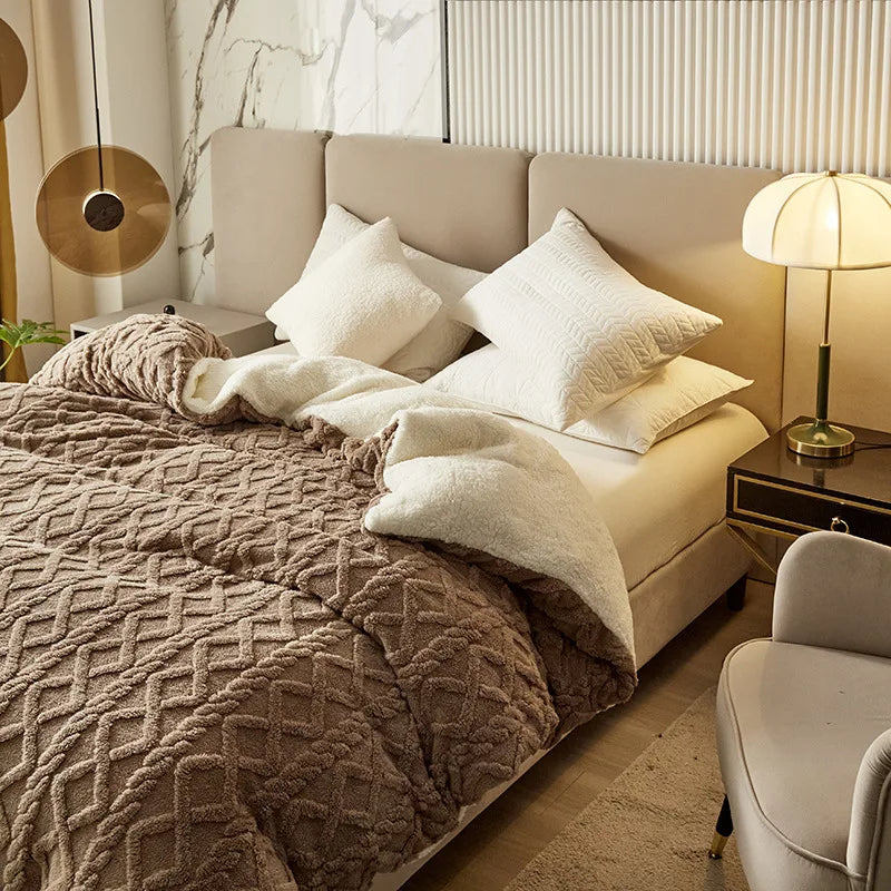 Decorbites™ Zweifach nutzbares Kaschmir-Duvet-Cover: Winterwarme Plüschdecke mit doppelseitigem Fleece