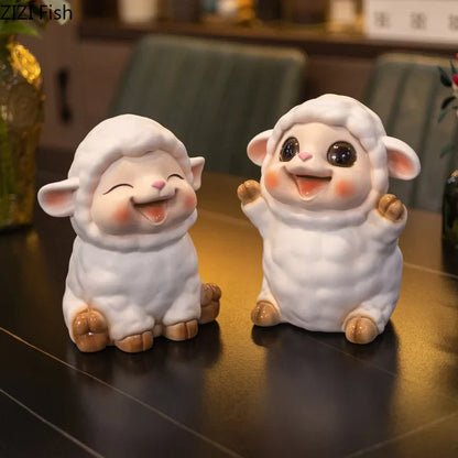 Decorbites™ Kleines Lamm Kinder-Sparbüchse Schweinchen-Sparschwein Ästhetisches Schreibtisch-Dekorationsobjekt Skulptur