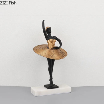 DecorBites™ Golden Ballerina Sculpture Desk Ornament Aesthetic Room Decor Figure