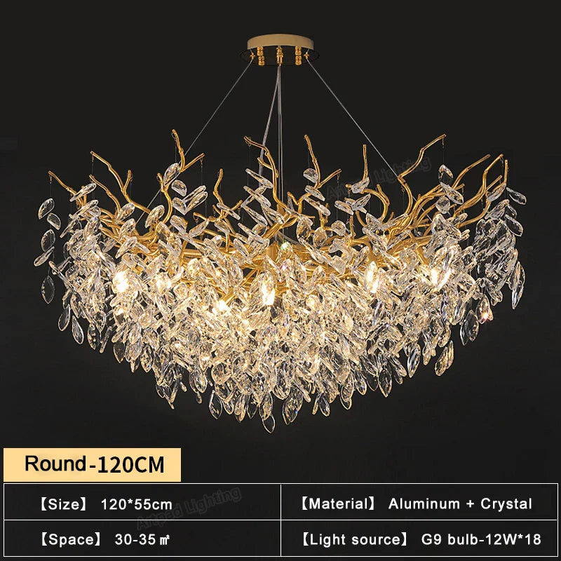 Gold Branch Crystal Chandelier Round150cm