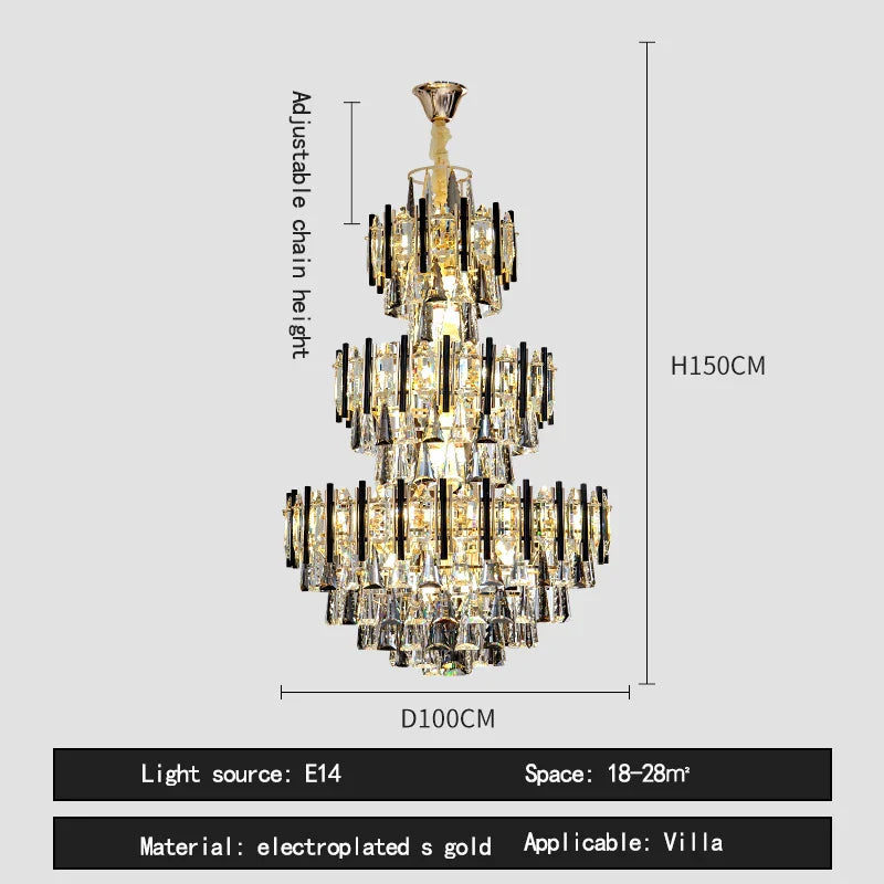 Decorbites™ Crystal Hollow Villa Kronleuchter: Moderne Luxus-Hängeleuchte für Wohnzimmer und Hotel-Lobby