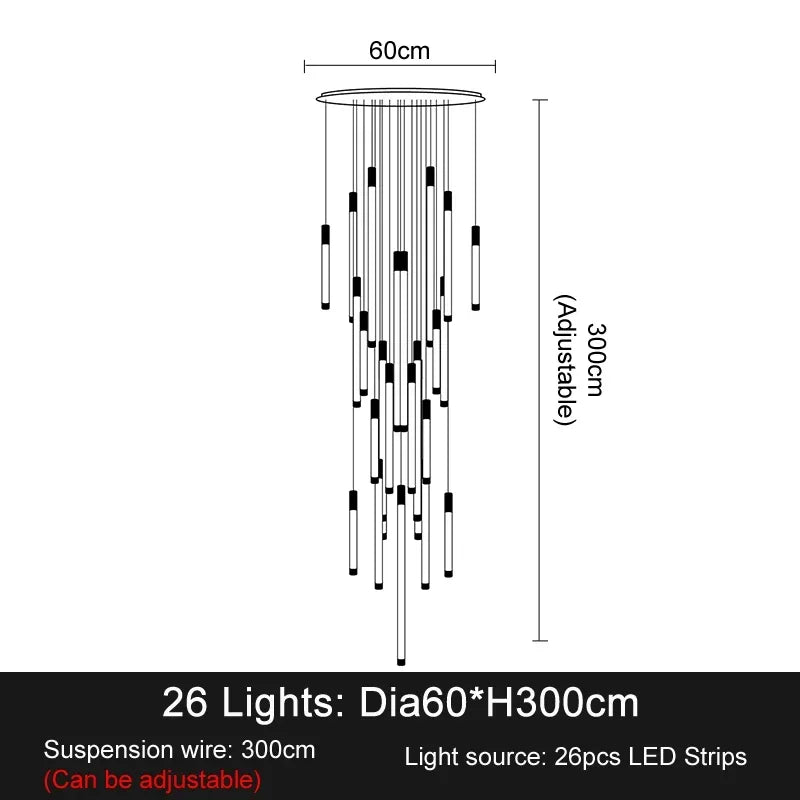 Decorbites™ LED-Kronleuchter Moderne Treppenhaus-Deckenleuchte Luxuriöse Wohnzimmer-Dekoration