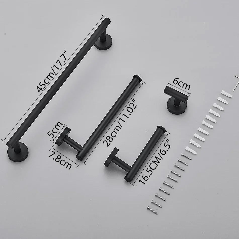 DecorBites™ Bathroom Hardware Set Shelf Paper Holder Hook Towel Rack Ring Bath Accessories