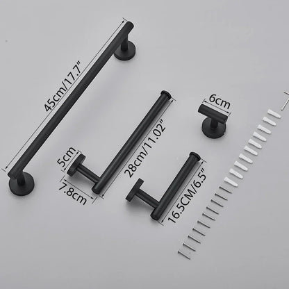 DecorBites™ Bathroom Hardware Set Shelf Paper Holder Hook Towel Rack Ring Bath Accessories