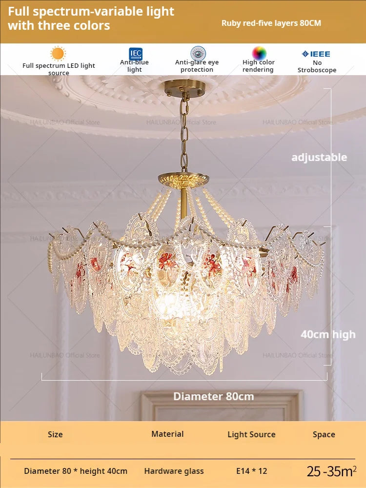 DecorBites™ Glass Dining Room Chandelier: Retro French Style for Living & Master Bedroom