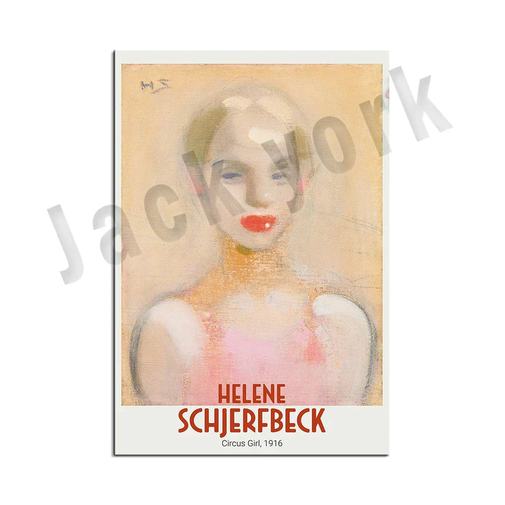 Decorbites™ Abstract Vintage-Ausstellungsplakat-Set - Helene Schjerfbeck, Zirkusmädchen, Blondes Mädchen