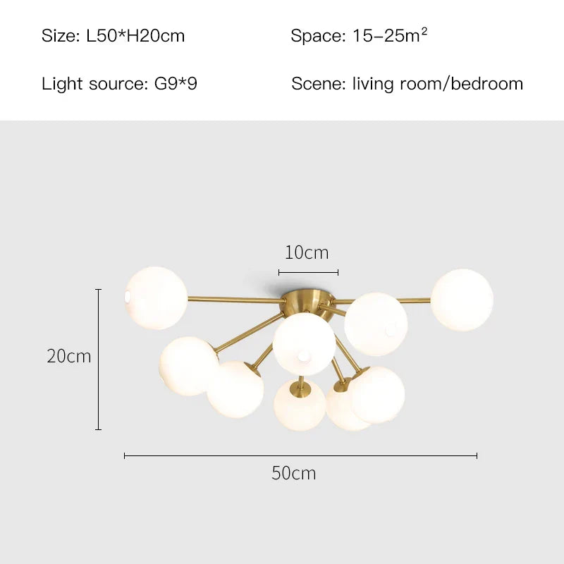 Decorbites™ Glas-Kugeln-LED-Deckenleuchter für modernes Wohnzimmer- und Schlafzimmerbeleuchtung