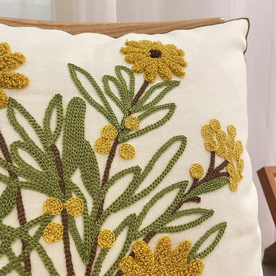 Embroidered Geometric Cushion Cover