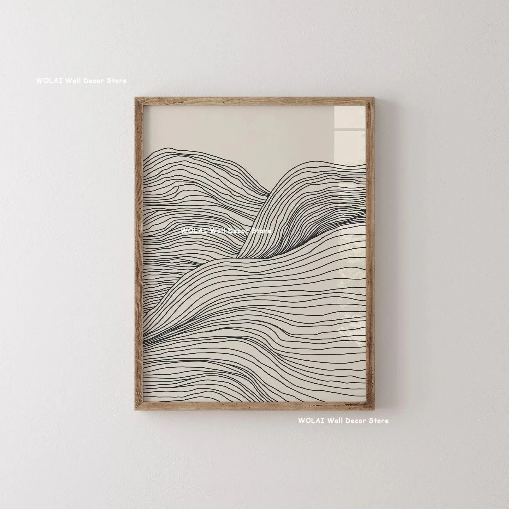 Abstract Moody Plant Art Canvas Print Mid-century Modern Beige Black Floral Line Wall Art Posters for Living Room Home Decor