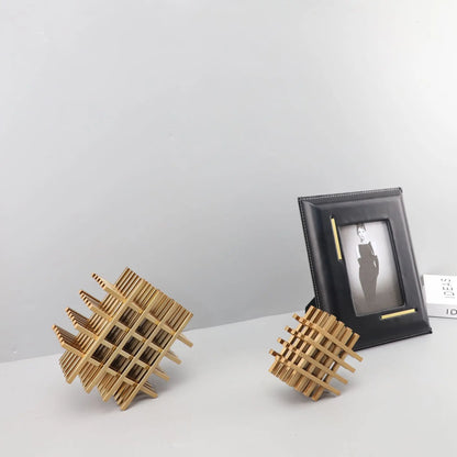 DecorBites™ Geometric Block Metal Sculpture Abstract Square Decor Figurines, Home Decor Accessories