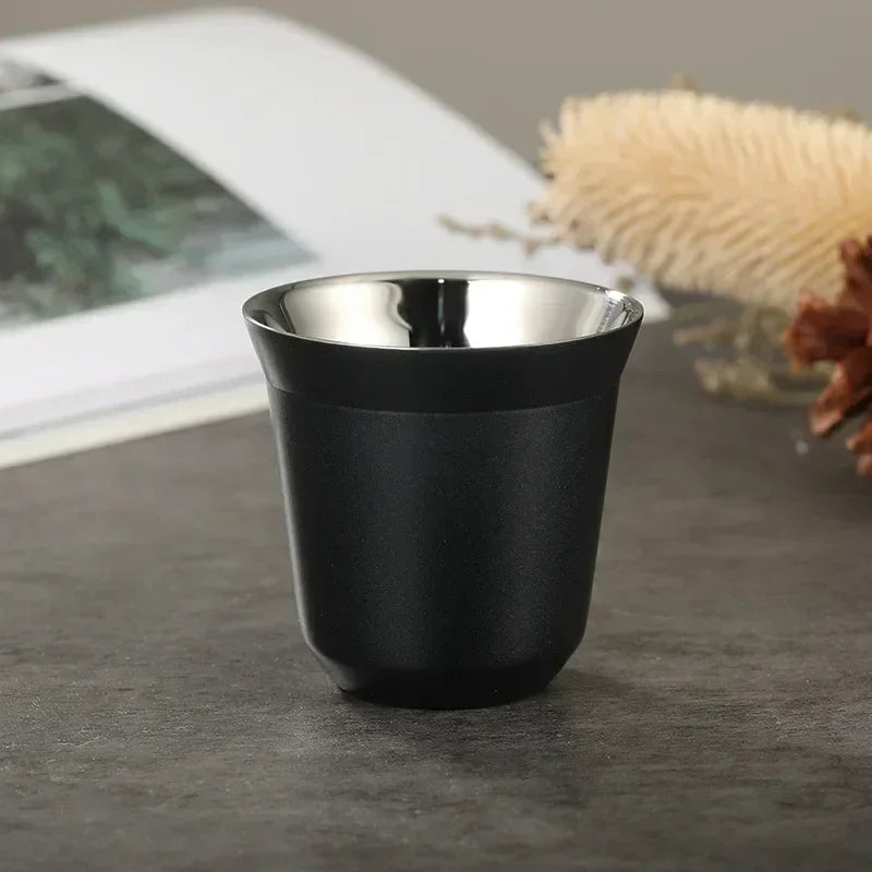 Decorbites™ Doppeltwandige Espresso-Tassen 80 ml - Set aus 2 hitzeisolierten Edelstahlbechern