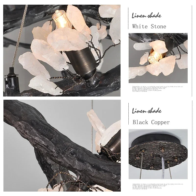 DecorBites™ Copper LED Branch Chandelier: Elegant Lighting for Living & Dining Rooms